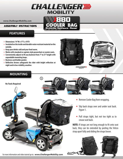 Cooler Bag Scooter Seatback Mount for Mobility Scooters and Electric Wheelchairs